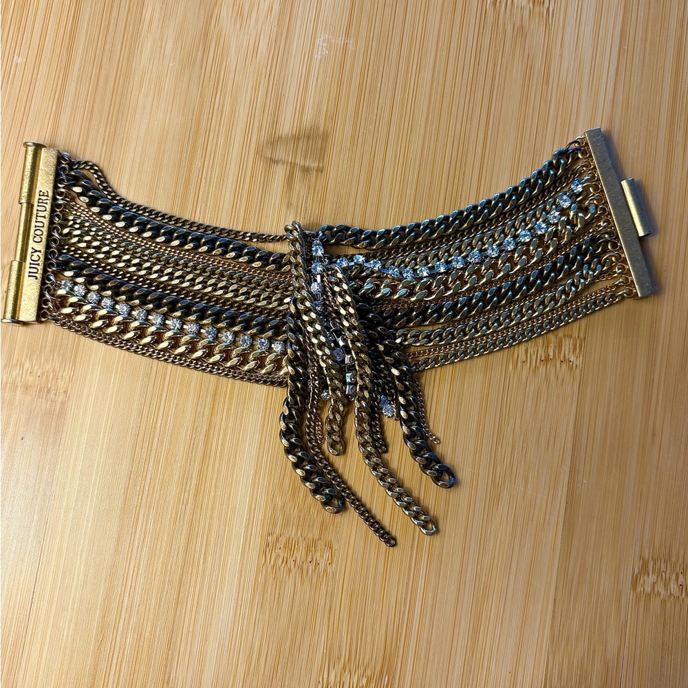 Juicy Couture Bracelet Cuff Brutalist Punk Thick
Multi Chain mixed metal